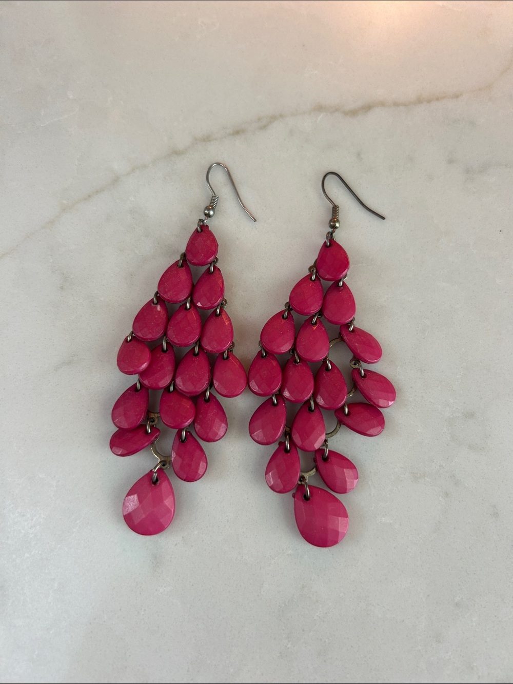 Fuchsia Teardrop Chandelier Earrings - Women Jewelry
